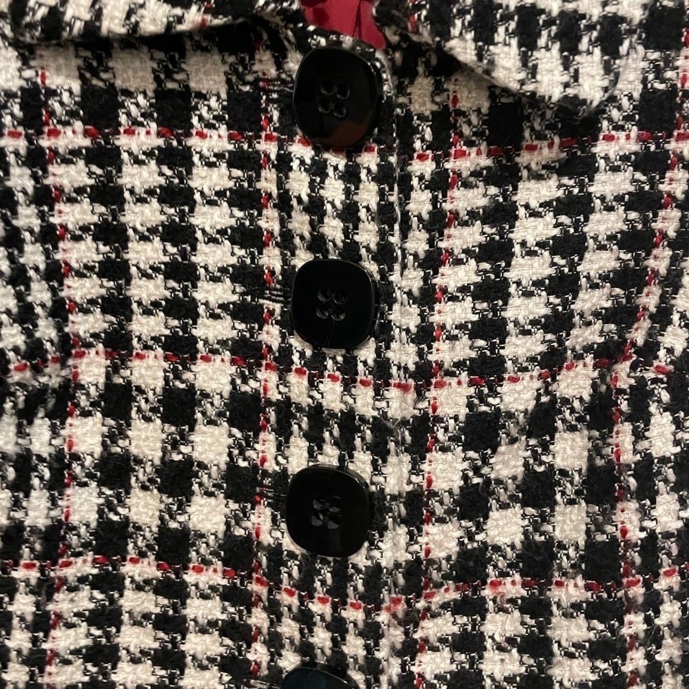 Black and white plaid Allison Taylor pea jacket. Size 8 - Picture 3 of 5